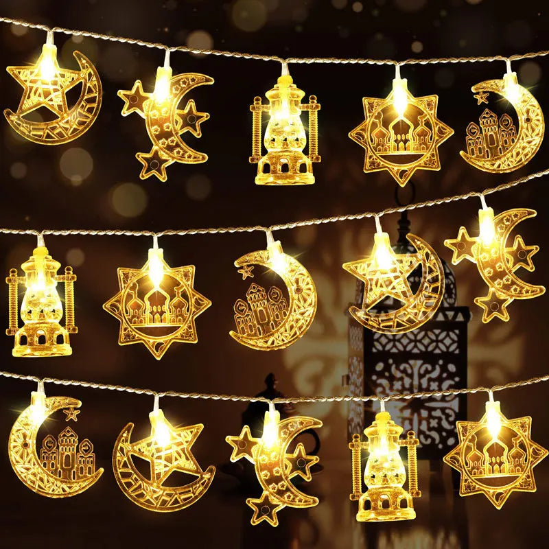 Ramadan Decoration Lighted Birch Trees Star Moon String Lights Eid Mubarak Tabletop Tree Decoration Islamic Muslim Kareem Party