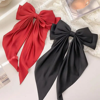 Bow Ribbon Hair Clip for Women Bowknot Barrettes Girls Solid Stain Spring Ponytail Clip Headband Hair Accessories Headwear Gift