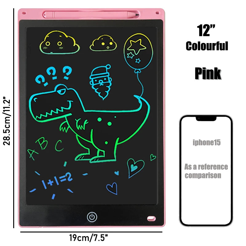 16/12 Inch LCD Drawing Tablet – Colorful Writing Pad for Kids – Doodle Board for 3-8 Year Old Boys & Girls – Creative Toddler Toys