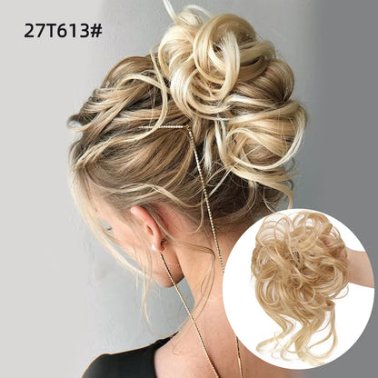 LUPU Synthetic Hair Bun Chignon Messy Curly Hair Band Elastic Scrunchy False Hair Pieces For Women Hairpins Black Brown