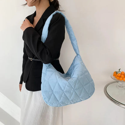 Puffer Quilted Crossbody Bag, Stylish Padded Shoulder Bag, Large Capacity Hobo Bag For Travel & Sports