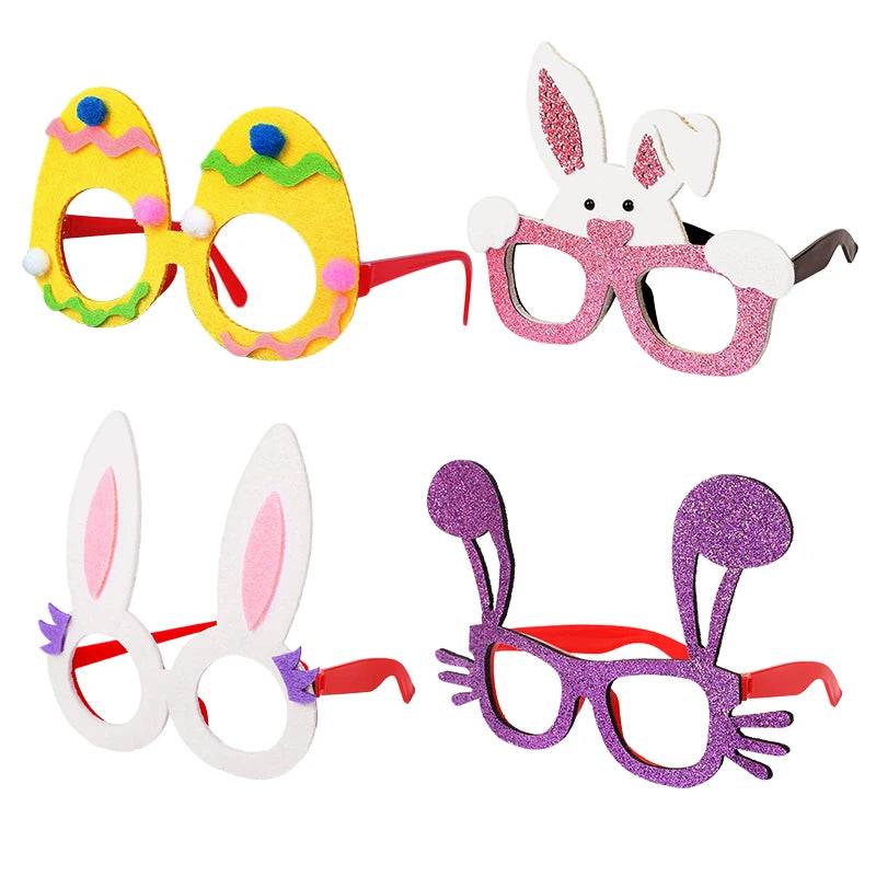 Kids Easter Party Bunny Egg Glasses Frame Photo Booth Props 2025 Happy Easter Party Decoration Kids Birthday Favors Supplies