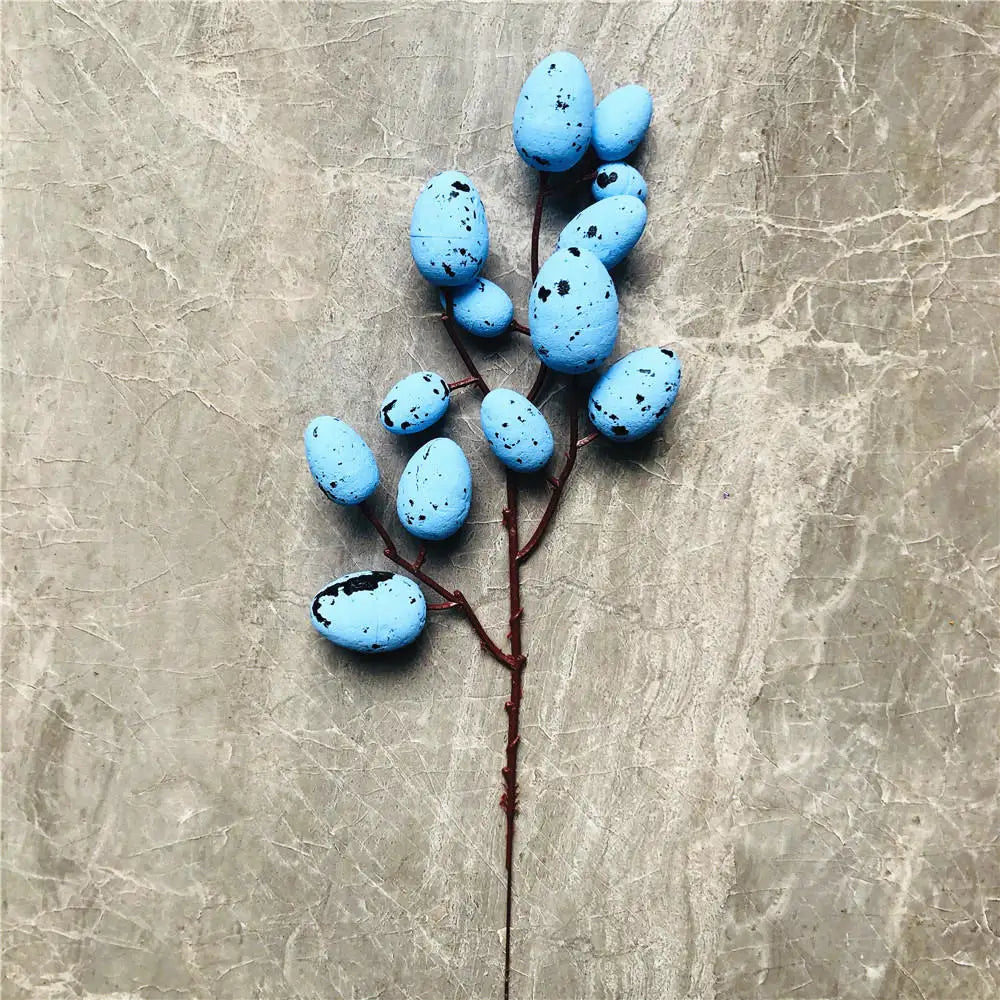 Artificial Easter Flower Foam Easter Egg Flower Decoration Spring Floral Stems Speckled Easter Egg Twig Branches for Easter 2024