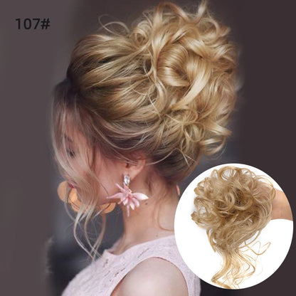 LUPU Synthetic Hair Bun Chignon Messy Curly Hair Band Elastic Scrunchy False Hair Pieces For Women Hairpins Black Brown