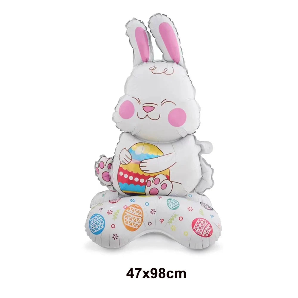 Easter Inflatable Bunny Balloon Standing Pink Blue Rabbit Foil Balloon Outdoor Indoor Easter Party Decor Bunny Birthday Decors