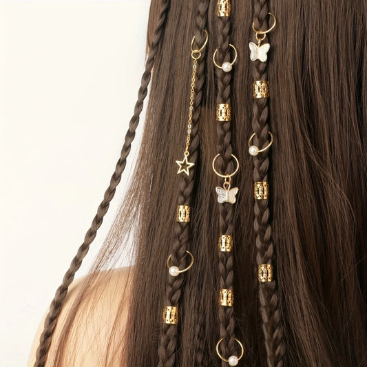 28 Pcs Hair Braids Cuffs, Hair Charms Dreadlock Jewelry Braid Jewelry Hair Braid Rings Braid Decorations Jewelry For Hair