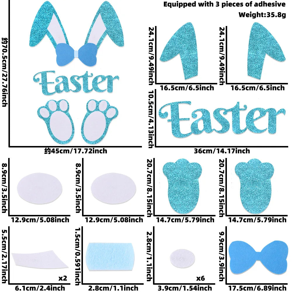 Easter Egg Easter Door Sticker, Happy Easter Letter Window Sticker, Holiday Home Decoration, Chick Wall Sticker