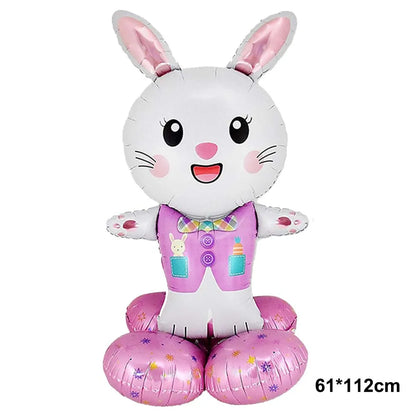 Easter Inflatable Bunny Balloon Standing Pink Blue Rabbit Foil Balloon Outdoor Indoor Easter Party Decor Bunny Birthday Decors