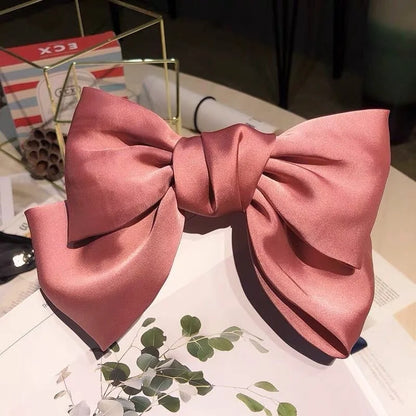 Bow Ribbon Hair Clip for Women Bowknot Barrettes Girls Solid Stain Spring Ponytail Clip Headband Hair Accessories Headwear Gift