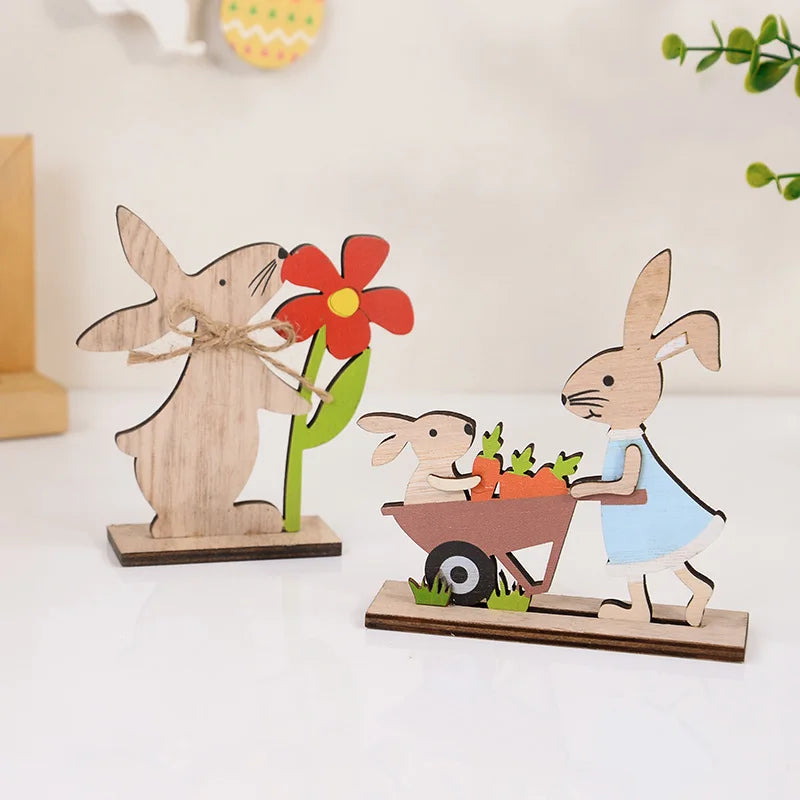 Easter Wooden Rabbit Ornament Cute Standing Bunny for Spring Easter Home Table Decoration Party DIY Crafts Kids Favors Gift 2025