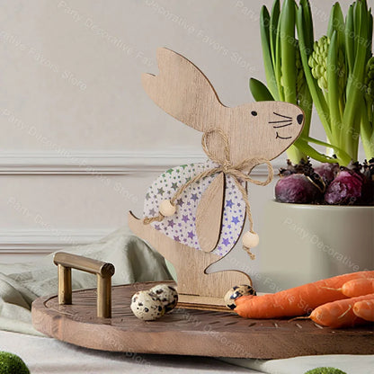 Easter Wooden Rabbit Ornament Cute Standing Bunny for Spring Easter Home Table Decoration Party DIY Crafts Kids Favors Gift 2025