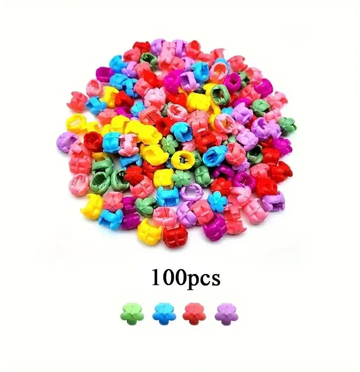 100Pcs Colorful Small Girls Hair Clips Cute Flower Star Hair Claws Styling Hair Braid Hairpins Kids Hair Accessories Headwear