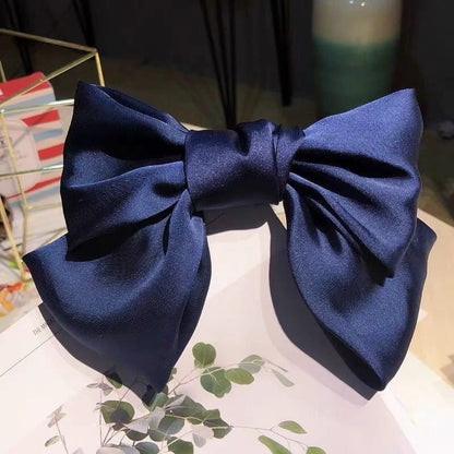 Bow Ribbon Hair Clip for Women Bowknot Barrettes Girls Solid Stain Spring Ponytail Clip Headband Hair Accessories Headwear Gift