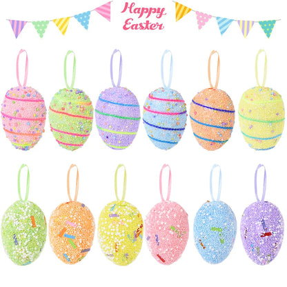 6Pcs Easter Eggs Foam Carrot Hanging Ornaments for Home Decoration Easter Tree Pendants Basket Decor Kids Birthday Favors 2025