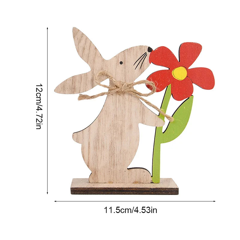 Easter Wooden Rabbit Ornament Cute Standing Bunny for Spring Easter Home Table Decoration Party DIY Crafts Kids Favors Gift 2025