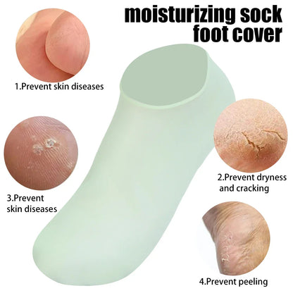 Silicone Moisturizing Socks Reusable Anti Cracking Moisturizing Elastic Socks Foot Mask Cracked Dead Skin Remove Pedicure Tools