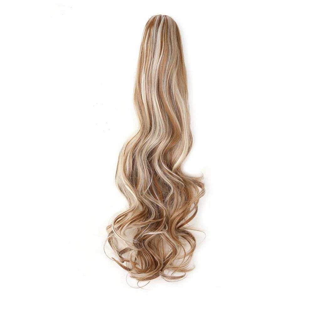 Claw Clip in Ponytail Extension Synthetic Hairpiece Curly Wavy Hair Extension 18&24 inch Long Ponytail Hairpieces for Women Girl