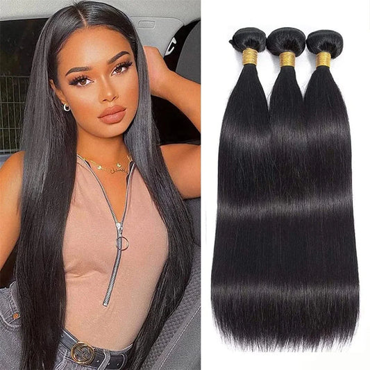 Bone Straight Bundles 1/3/4 pcs Natural Black Women Sew In Remy Human Hair Extension Cheap Brazilian Straight Human Hair Bundles