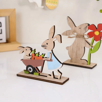 Easter Wooden Rabbit Ornament Cute Standing Bunny for Spring Easter Home Table Decoration Party DIY Crafts Kids Favors Gift 2025