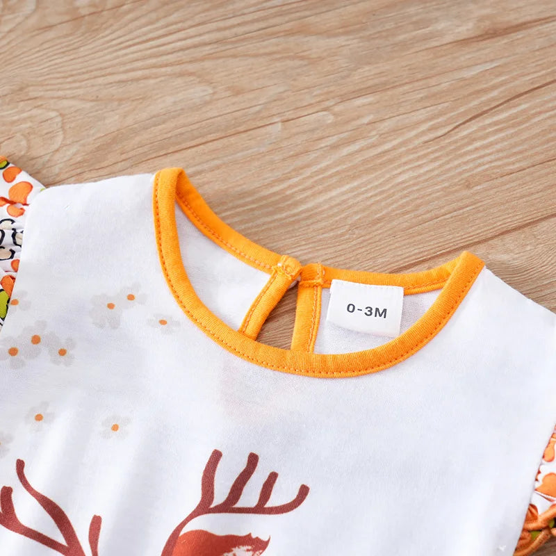 Cute Newborn Baby Jumpsuit – Cartoon Elf Deer Print, Comfortable Summer Romper for Boys & Girls (0-18 Months)