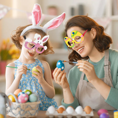 Kids Easter Party Bunny Egg Glasses Frame Photo Booth Props 2025 Happy Easter Party Decoration Kids Birthday Favors Supplies