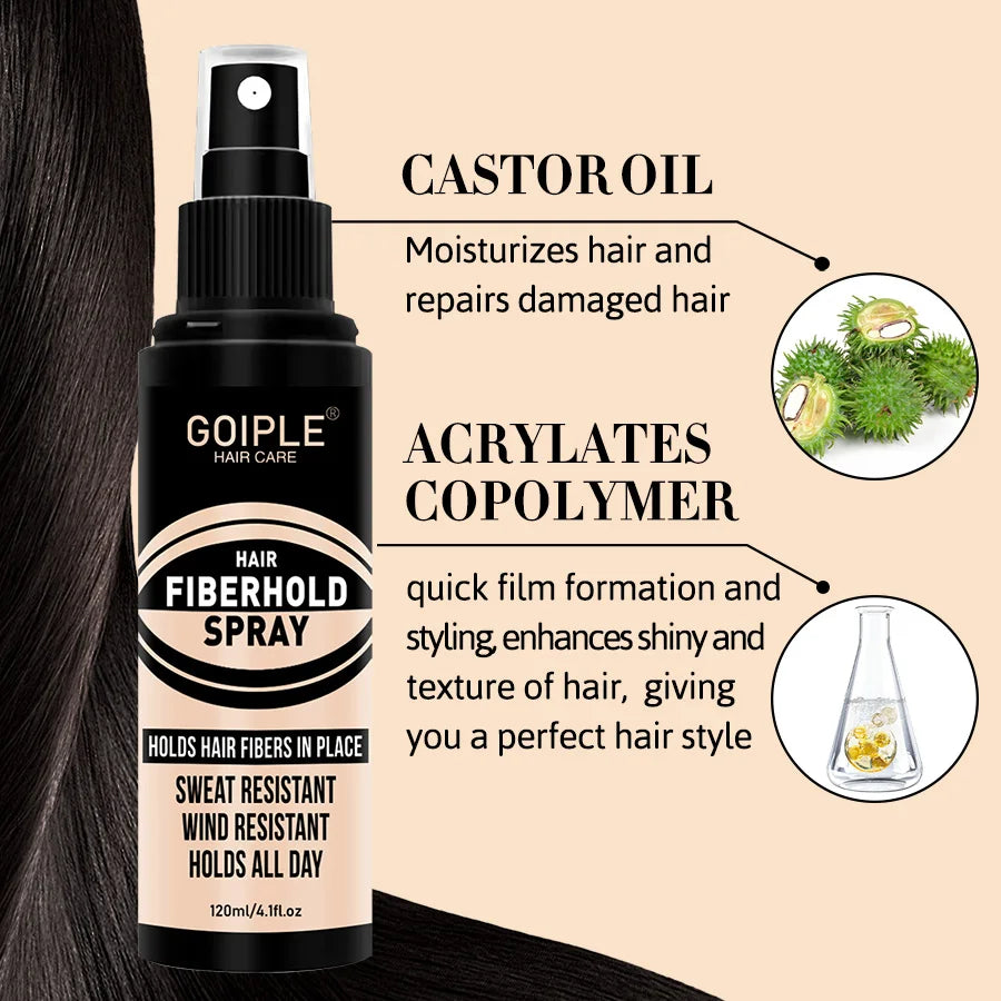 GOIPLE Fiber Hold Spray Instant Hair Volumizing Product Hair Building Fibers Powder Hairstyle Thickening Spray for Men and Women