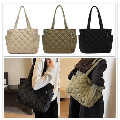 Women Padded Hobo Handbag Adjustable Strap Lightweight Handbag Large Capacity Down Satchel Bag Padding Shoulder Bag Shopping Bag