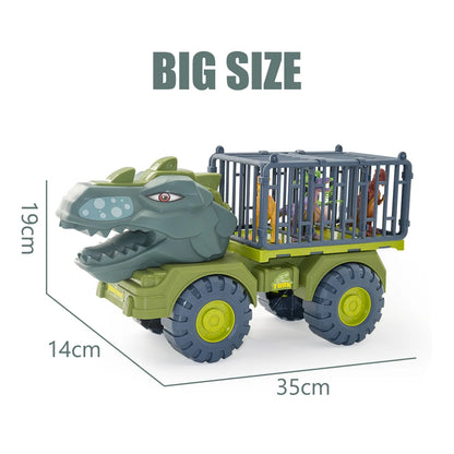 Dinosaur Transport Carrier Truck Toy – T-Rex Dinosaur Model Truck for Boys – Diecast Dino Animal Vehicle – Great Birthday Gift for Kids