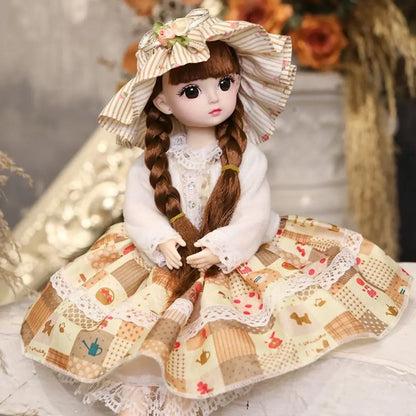 30CM Movable Joint Baby Doll – Dress-Up Princess Toy with 3D Makeup, Cute and Safe Doll for Toddlers and Kids (6-12Y)