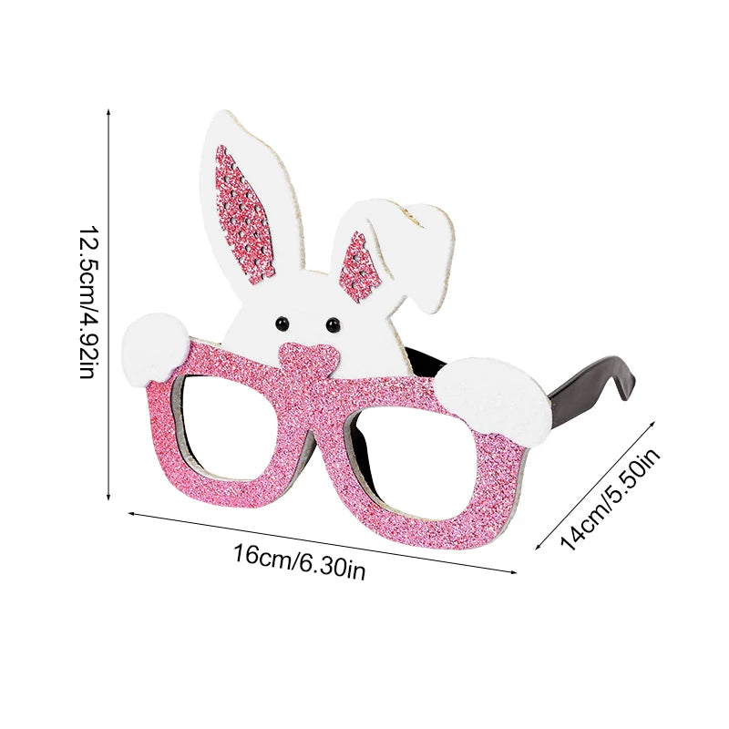 Kids Easter Party Bunny Egg Glasses Frame Photo Booth Props 2025 Happy Easter Party Decoration Kids Birthday Favors Supplies