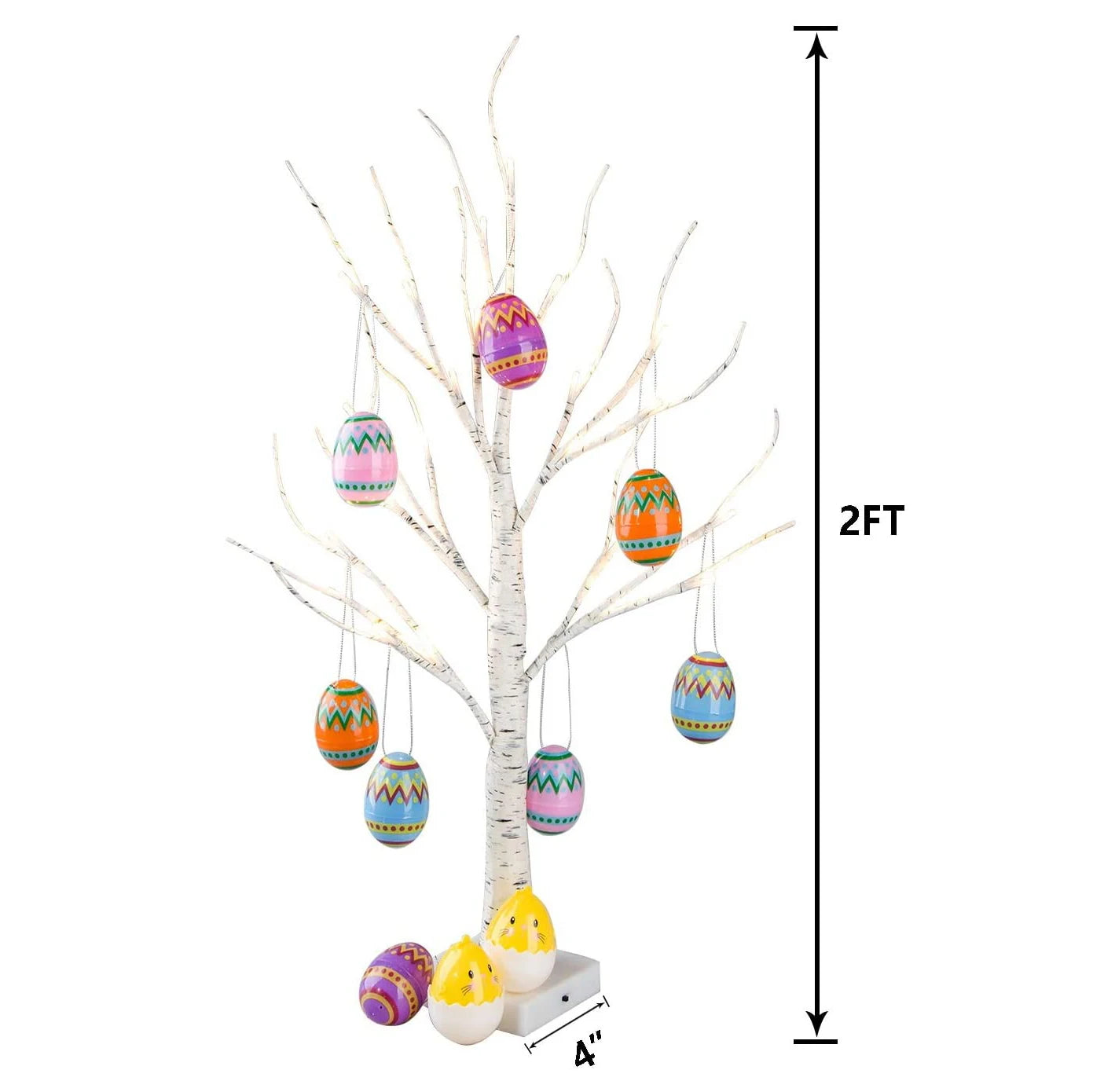 60cm Easter Birch Tree Led Light Easter Decorations Easter Eggs Hanging Ornaments Happy Easter Party Table Home Decor Kids Gifts