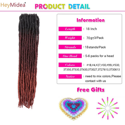 18inch Straight  Crochet Twist Hair Braids Synthetic Hair Extensions  Kanekalon Fiber Braiding For Black Women Hair HeyMide