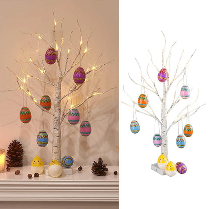 60cm Easter Birch Tree Led Light Easter Decorations Easter Eggs Hanging Ornaments Happy Easter Party Table Home Decor Kids Gifts