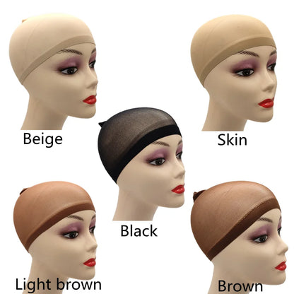 2pcs/Bag Top Stocking Wig Cap Hair Net For Weave Hair Wig Nets Black Brown Stretch Mesh Wig Cap For Making Wigs