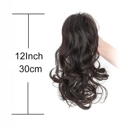 Synthetic 12Inch Ponytail Claw Clip Ponytail Extensions Short Curly Ponytail Ladies Black Brown Blonde Hair Clip for Women