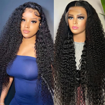 13x6  Water Wave Curly Lace Frontal Human Hair Wig 30 36 Inch Pre Plucked Deep Wave Lace Front Wigs Brazilian Water Wave Wigs