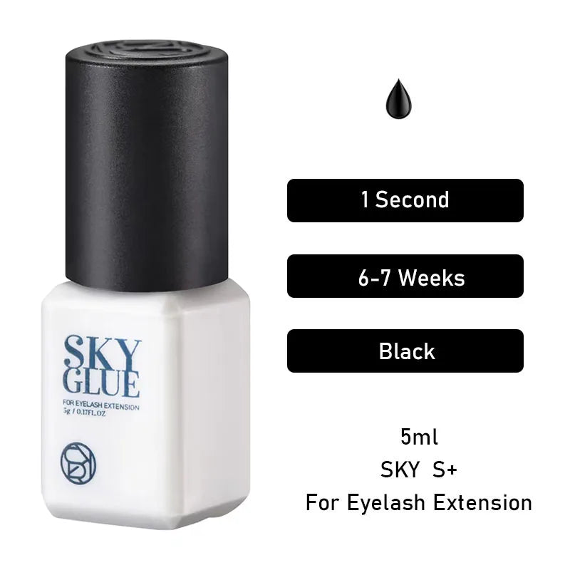 1 Bottle Sky Glue Fake Eyelash Extensions Adhesive 5ml Red Cap Black Fast Dry Sealed Bag Beauty Makeup Tools Professional Korea