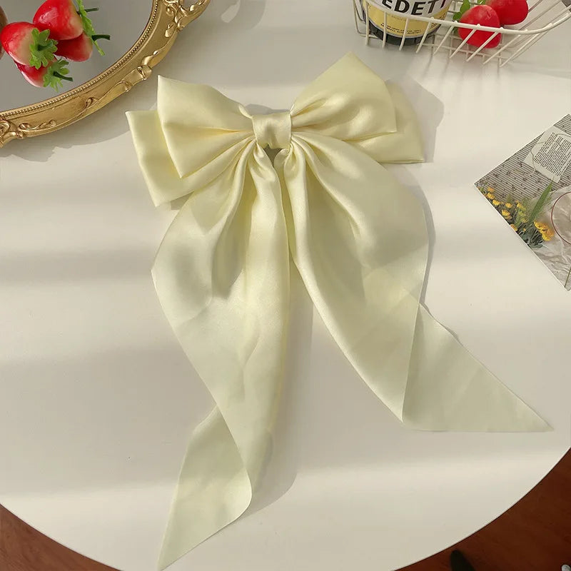 Bow Ribbon Hair Clip for Women Bowknot Barrettes Girls Solid Stain Spring Ponytail Clip Headband Hair Accessories Headwear Gift