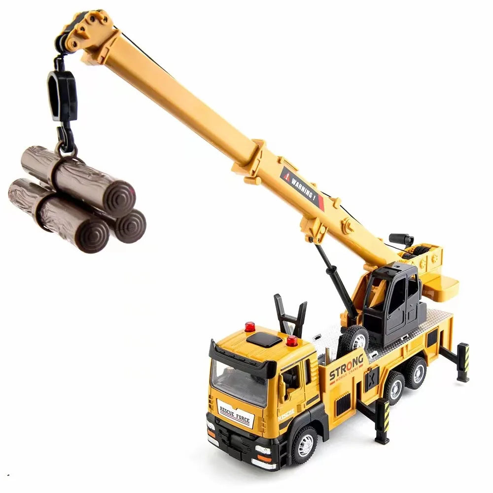 1/32 Crane Truck Alloy Car Model Diecast Metal Toy Simulation Engineering Vehicles with Sound and Light Model for Children Gifts