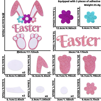 Easter Egg Easter Door Sticker, Happy Easter Letter Window Sticker, Holiday Home Decoration, Chick Wall Sticker