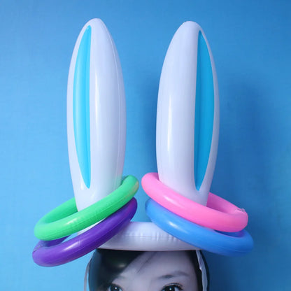 Inflatable Rabbit Ear Throwing Game Ferrule Ring Toss Happy Easter Party Decor Kids Favor Gifts Outdoor Entertainment Supplies