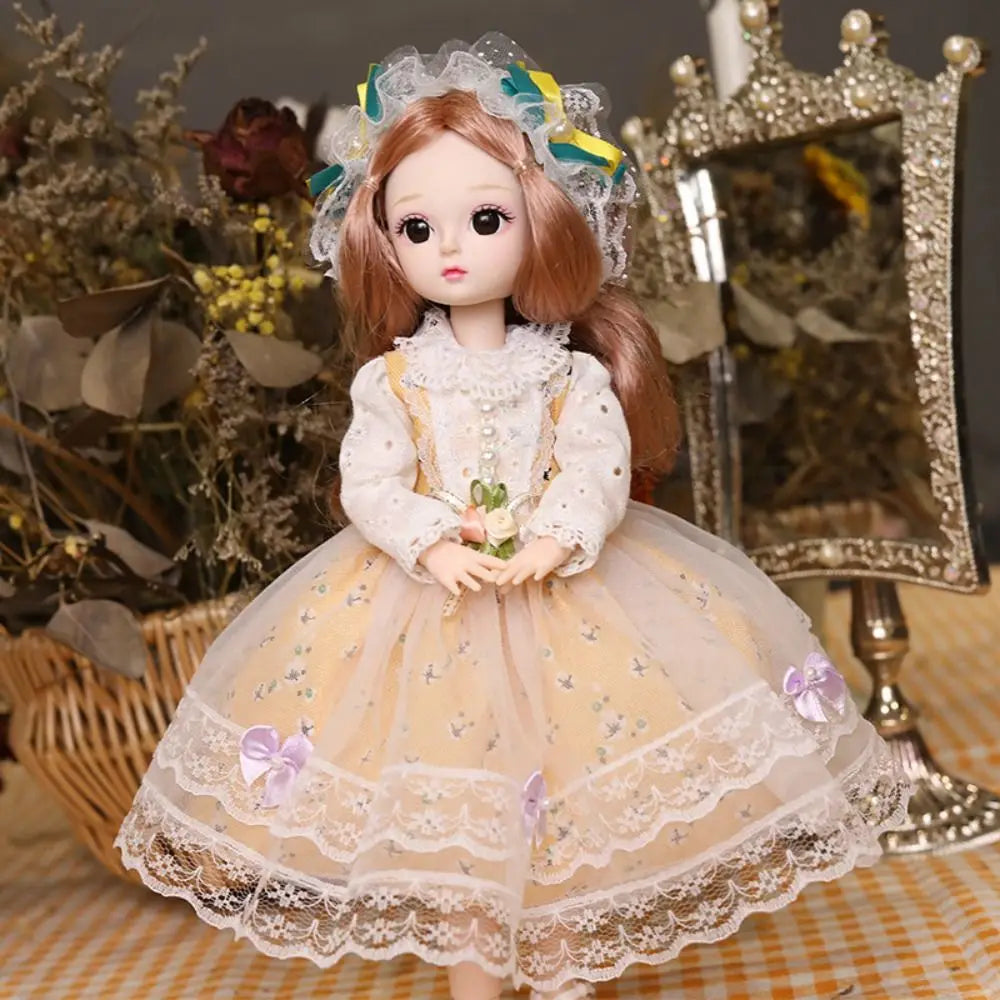 30CM Movable Joint Baby Doll – Dress-Up Princess Toy with 3D Makeup, Cute and Safe Doll for Toddlers and Kids (6-12Y)