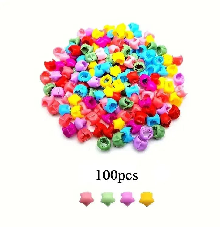 100Pcs Colorful Small Girls Hair Clips Cute Flower Star Hair Claws Styling Hair Braid Hairpins Kids Hair Accessories Headwear