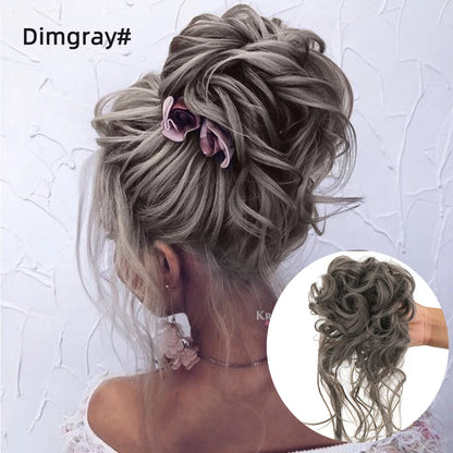 LUPU Synthetic Hair Bun Chignon Messy Curly Hair Band Elastic Scrunchy False Hair Pieces For Women Hairpins Black Brown